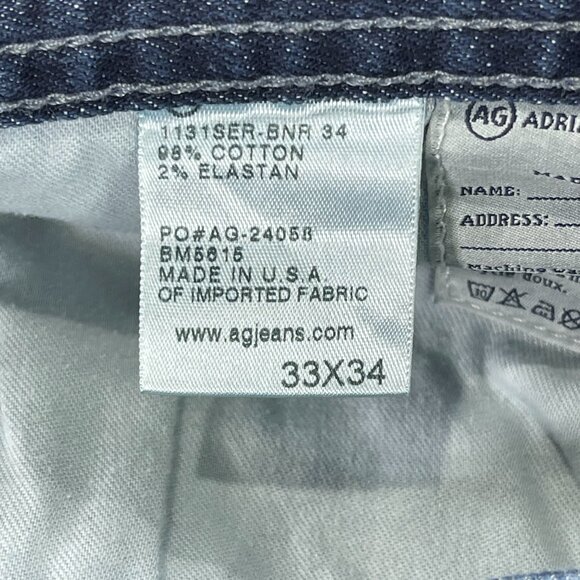 AG Adriano Goldschmied Mens 33x30 Actual The Matchbox Slim Straight Jeans Dark - Picture 11 of 12